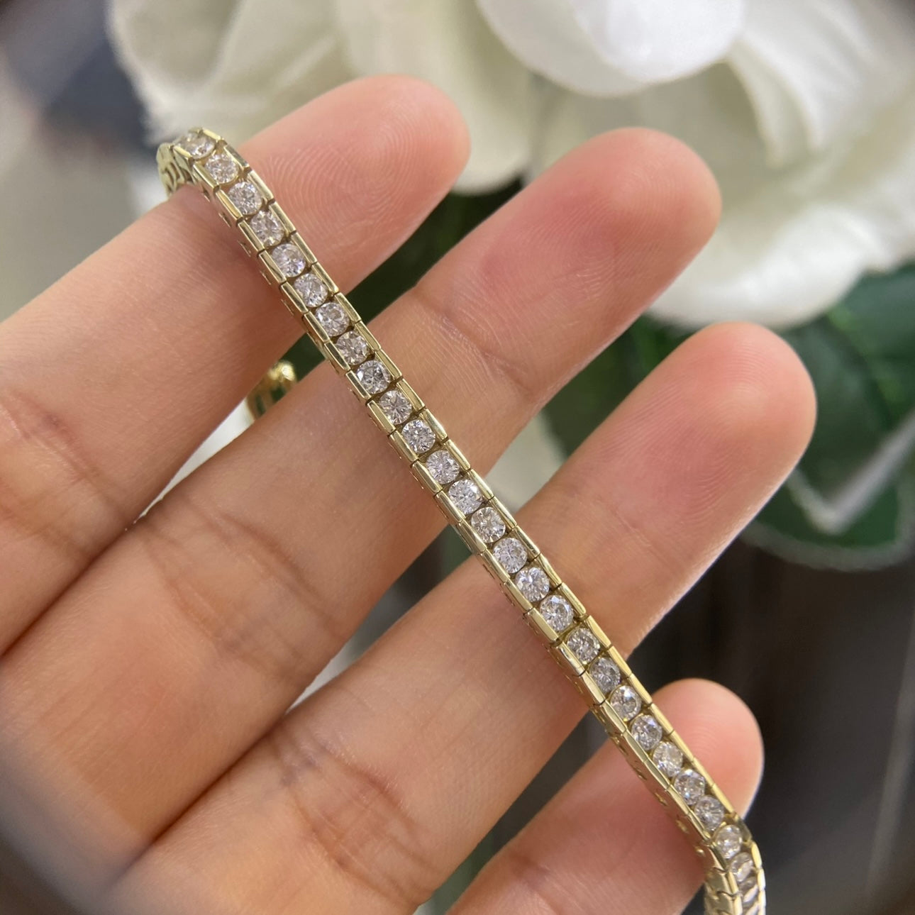 14K Yellow Gold Diamond Bracelet with 4.50CT Round Cut Diamonds DB042 G,SJJ