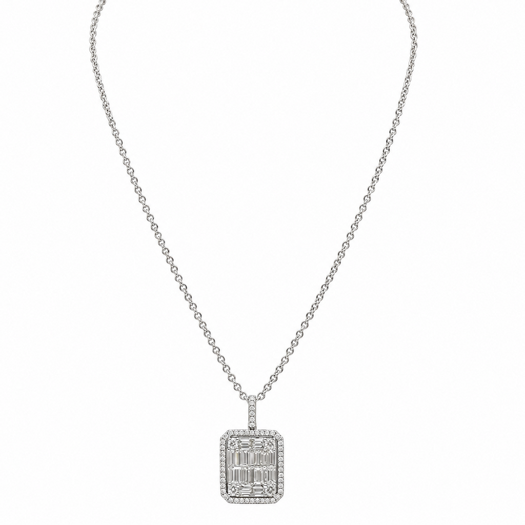 18K White Gold 1.67 CT Diamond Pendant Necklace – 16” DP0027 GGTJ