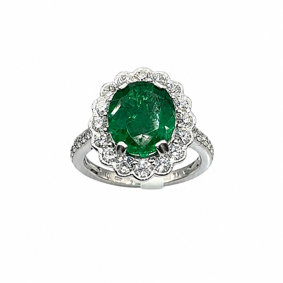 18K White Gold Emerald & Diamond Ring – 2.90ct Emerald & 1.18ct Diamonds EMDR011 AGJJ