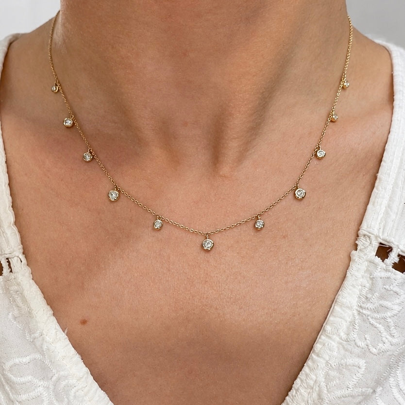 14K Yellow Gold Diamond Necklace with 0.51 CT Total Diamonds KAN59766A
