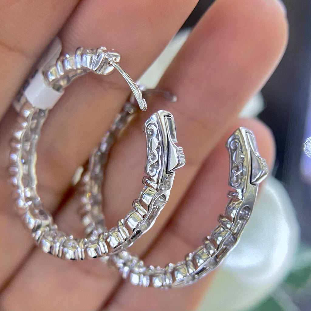 14K White Gold Oval Diamond Hoop Earrings – 5.50CT DIER0122 NAJJ