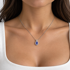14K White Gold Pendant Necklace with 2.00ct Tanzanite & 0.20ct Diamonds – 16" LTJ
