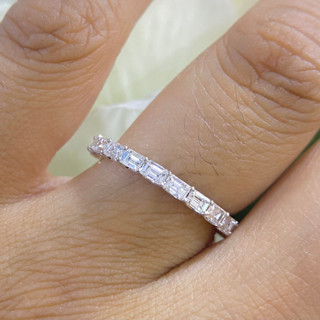18K White Gold Emerald Cut Diamond Eternity Band – 1.33CT G-H/VS | WB110