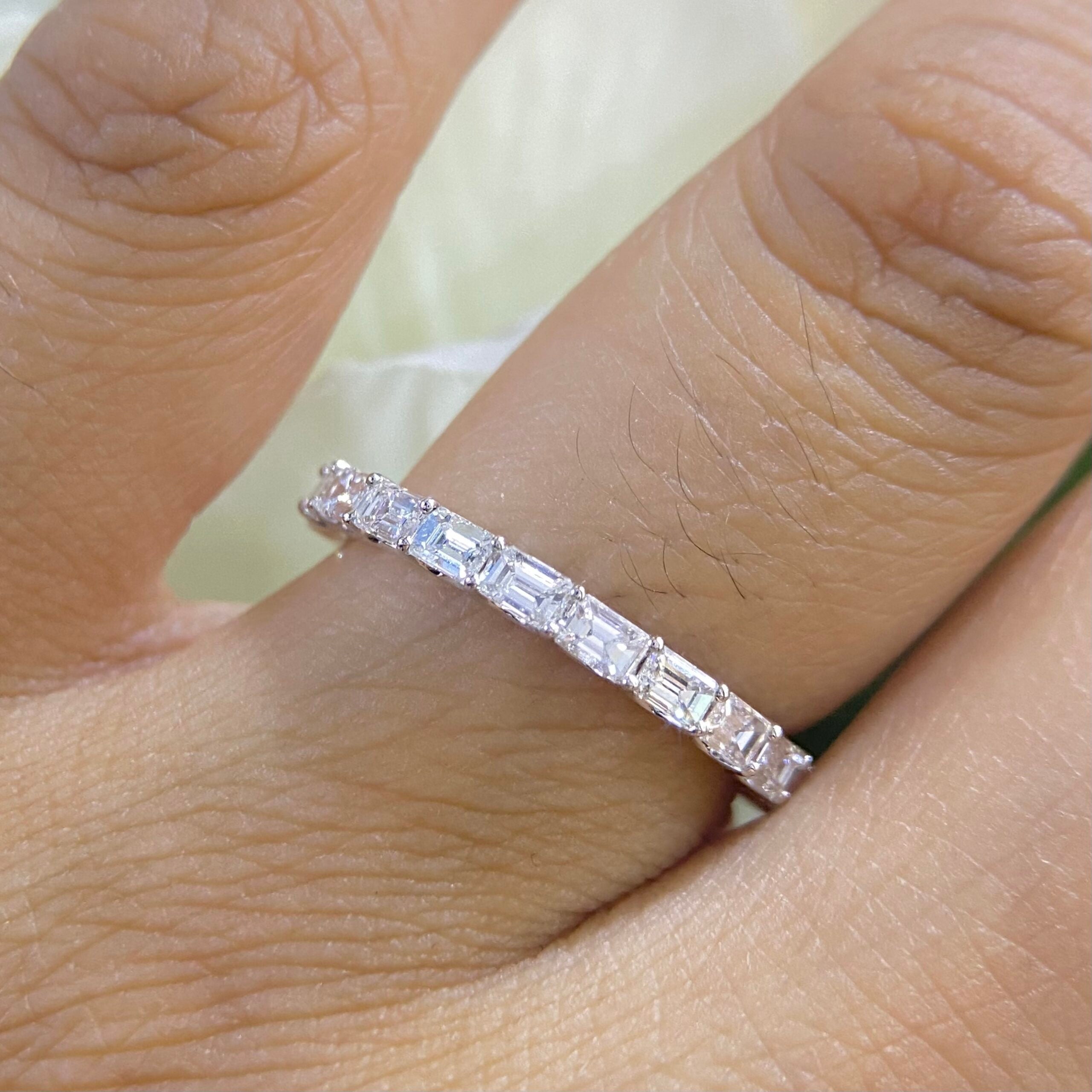 18K White Gold Emerald Cut Diamond Eternity Band – 1.33CT G-H/VS | WB110