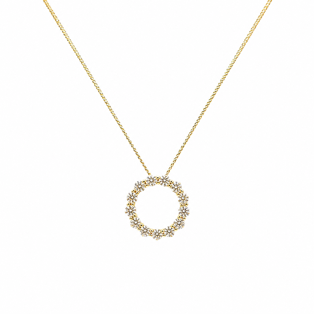 14K Yellow Gold Circle of Love/Life Diamond Pendant Necklace – 2.20CT IGJJ