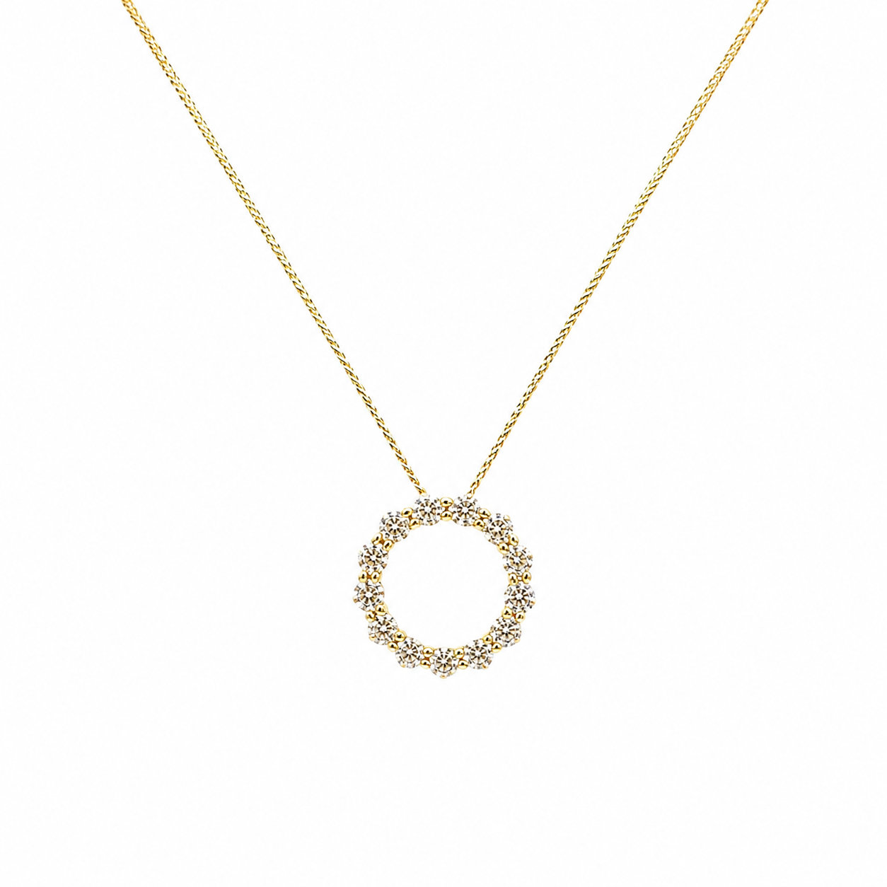 14K Yellow Gold Circle of Love/Life Diamond Pendant Necklace – 2.20CT IGJJ