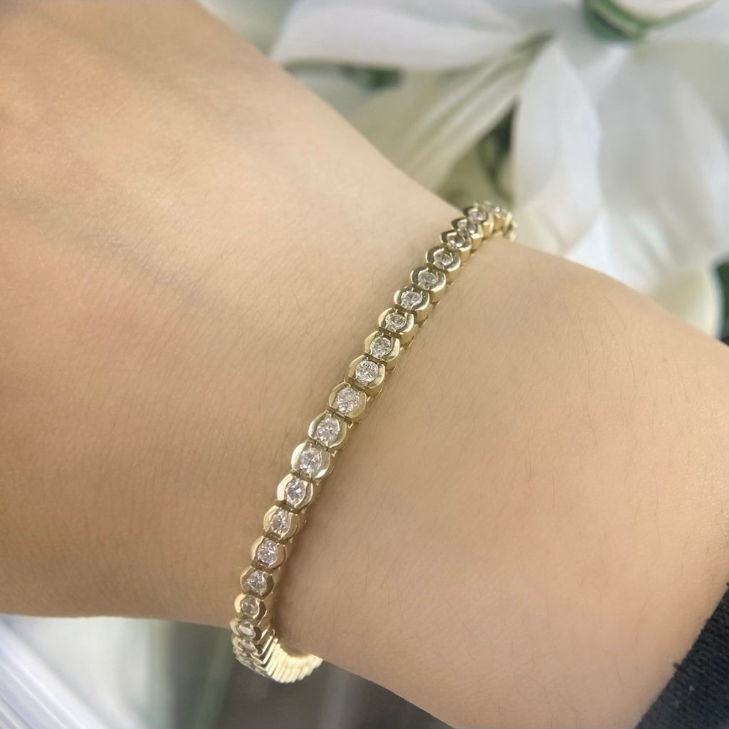 14K Yellow Gold Diamond Bracelet with 3.85CT Round Cut Diamonds DB027 GEJJ