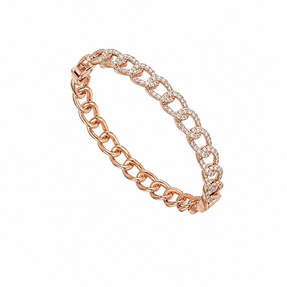 18K Rose Gold Pavé Diamond Bangle Bracelet – 1.75CT DBAN027 GNJJ