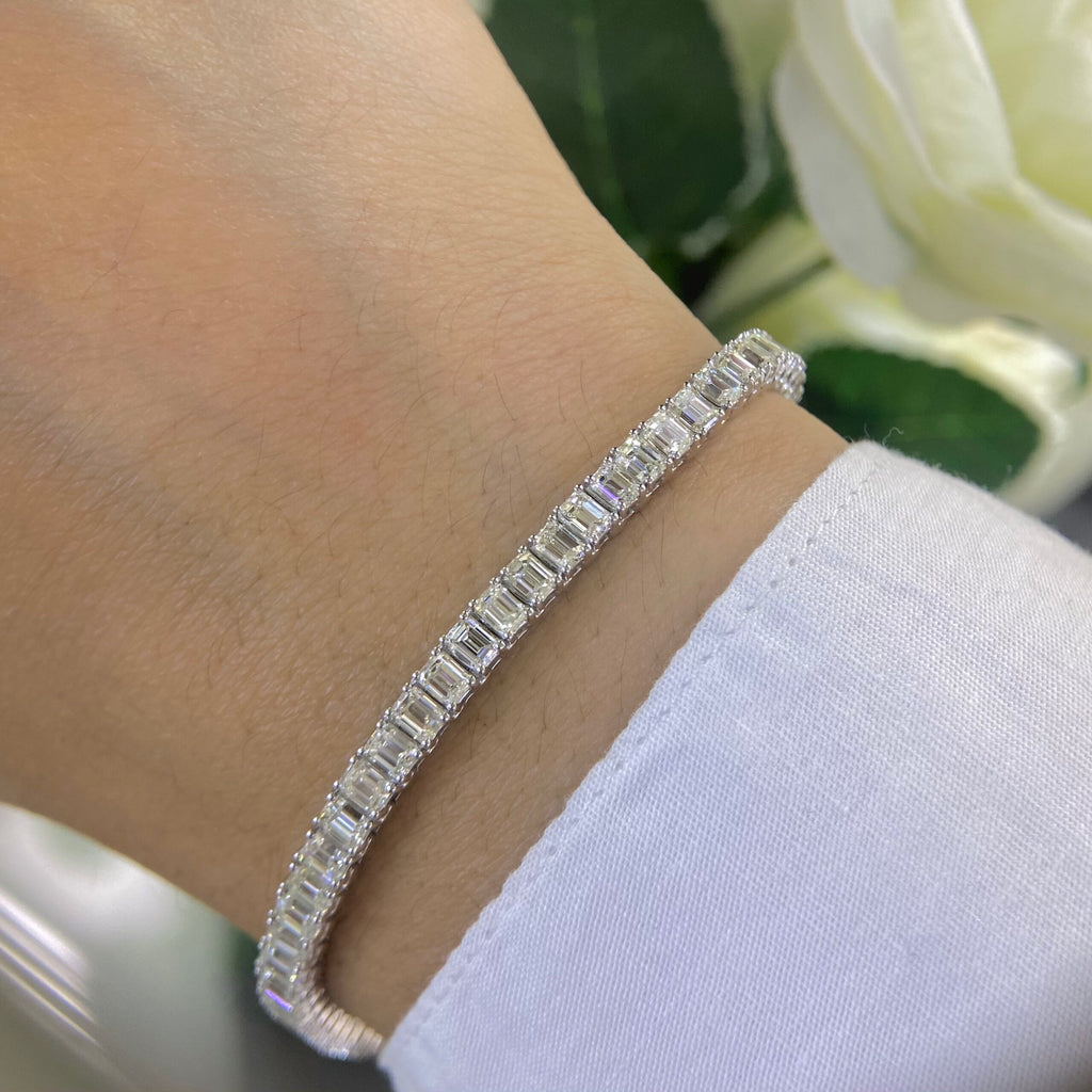 14K White Gold Emerald Cut Diamond Bracelet with 9.40CT Diamonds DB083 TZTJ