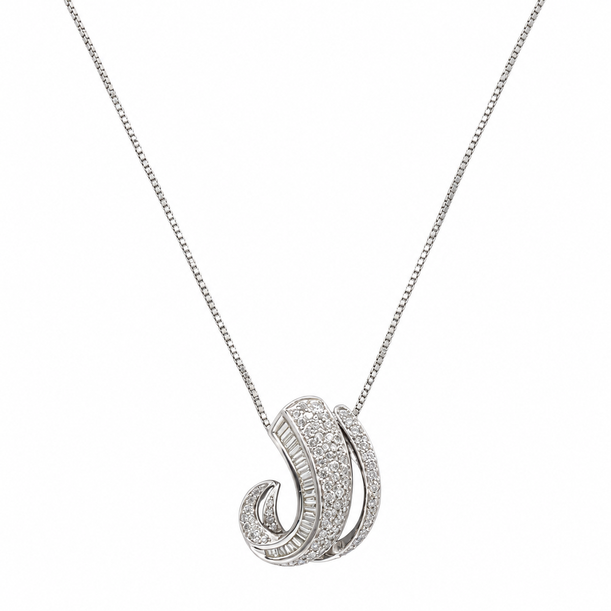 18K White Gold Diamond Pendant Necklace – 2.15ct Total Diamond Weight, 16" Chain DP019 ITJJ