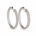 14K White Gold 2.80 Ct Diamond Inside-Out Pavé Hoop Earrings