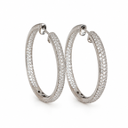 14K White Gold 2.80 Ct Diamond Inside-Out Pavé Hoop Earrings