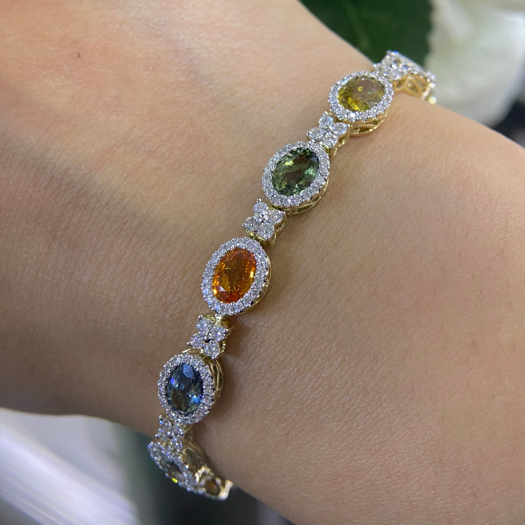 14K Yellow Gold Sapphire and Diamond Bracelet with 12.95CT Sapphires and 2.61CT Diamonds DC-B11895-12 NEJJ