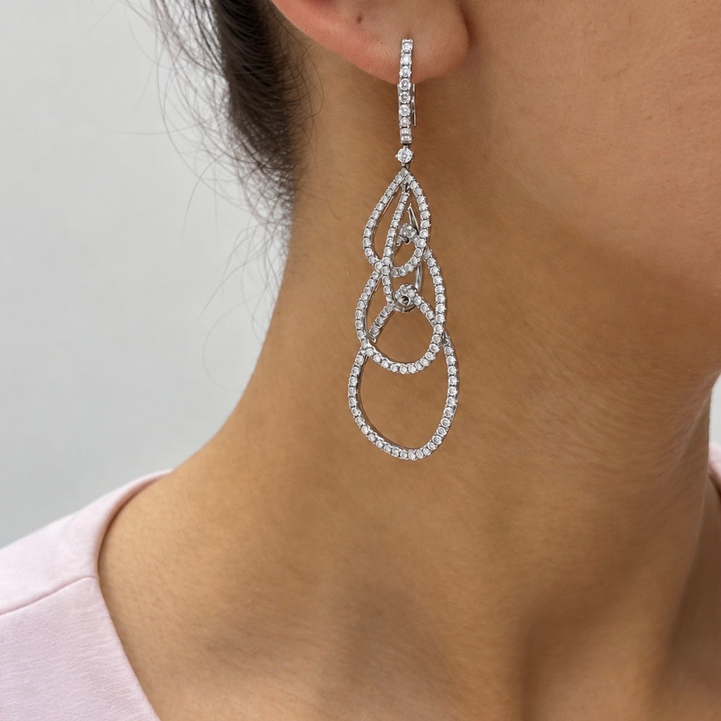 14K White Gold Diamond Earrings — 4.07CT PJE4572-005
