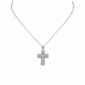 18K White Gold Cross Pendant Necklace with 1.70 CT Diamonds IAZJ