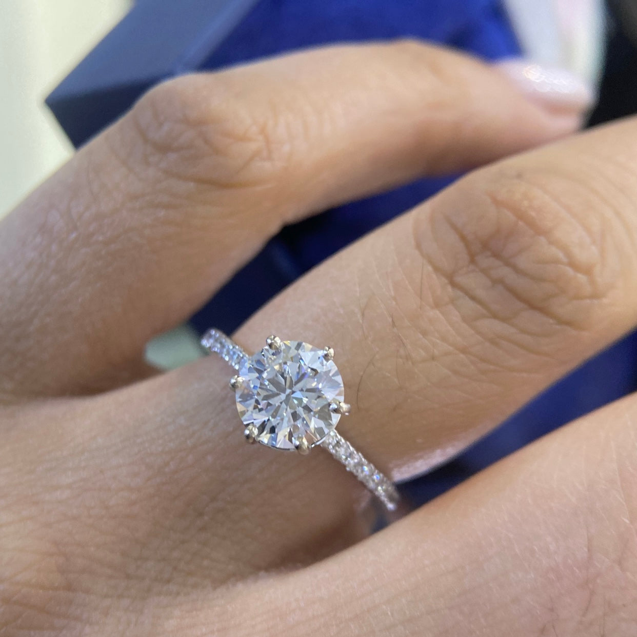 14K White Gold Lab-Grown Diamond Ring – 1.52CT Center / 0.35CT Side Diamonds G/VS1 | RDER197