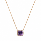 18K Rose Gold 5.60 CT Amethyst & 0.26 CT Diamond Pendant Necklace COLN021 STJ