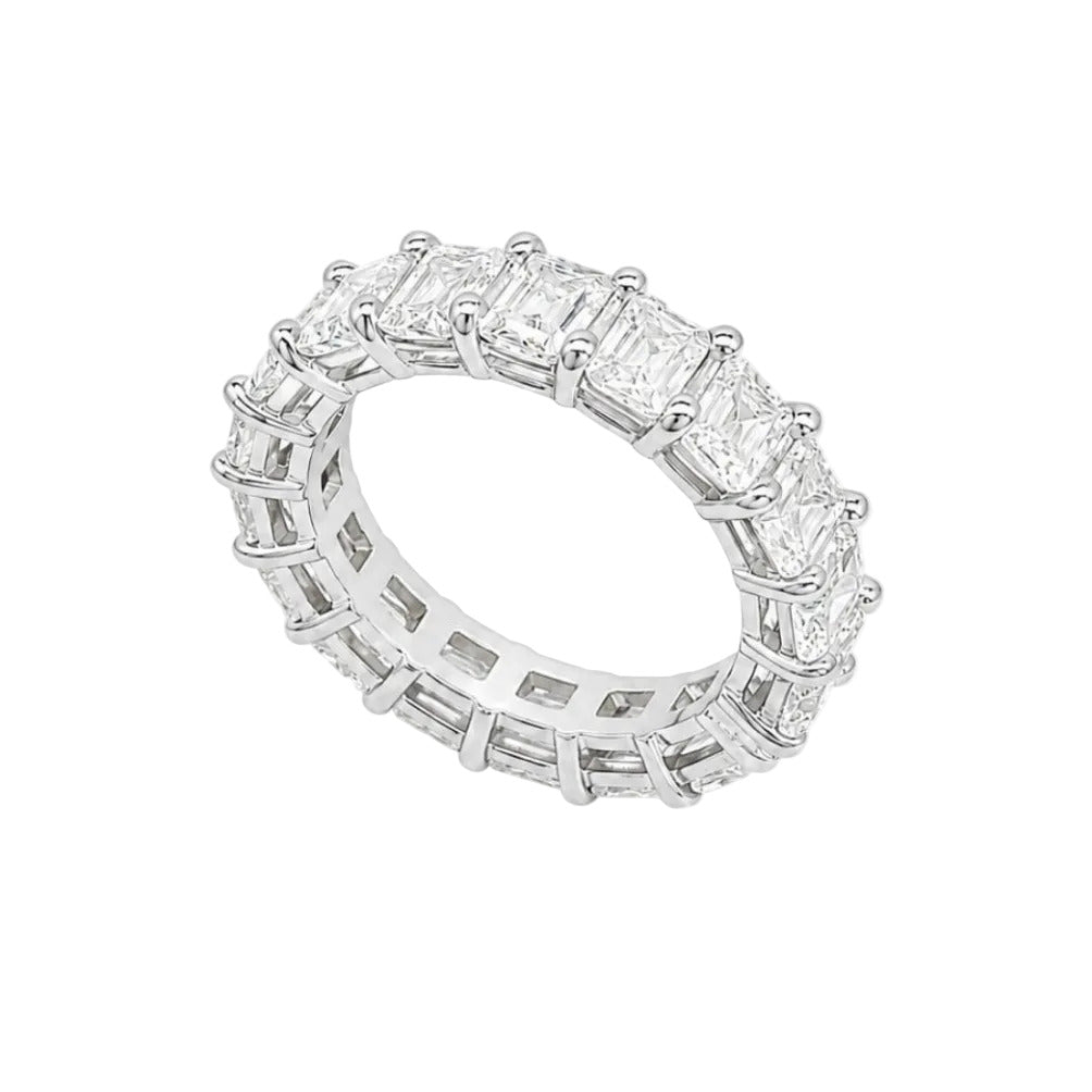 Platinum 7.58 CT Emerald Cut Diamond Eternity Band Ring WB681 IJ,TJJ