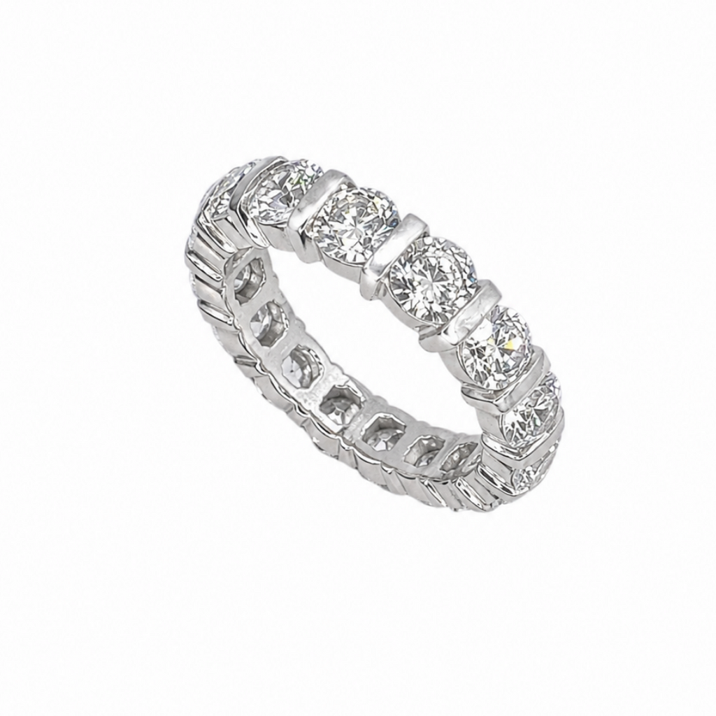 Platinum 5.00CT Diamond Bar-Set Eternity Band Ring WB816 TJJJ