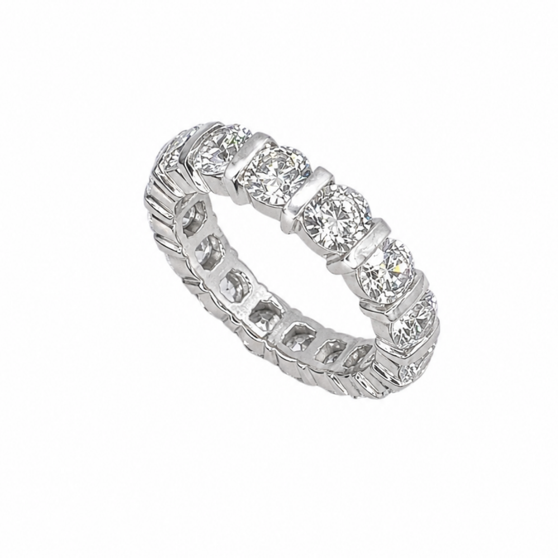 Platinum 5.00CT Diamond Bar-Set Eternity Band Ring WB816 TJJJ