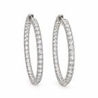 14K White Gold 5.56 Ct Diamond Inside-Out Hoop Earrings