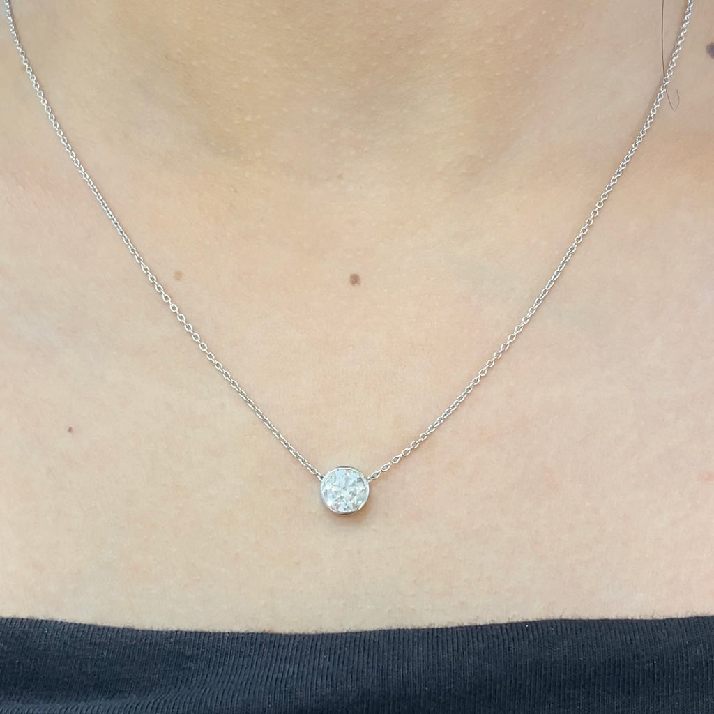 14K White Gold Bezel-Set CE Diamond Pendant – 1.06CT G/SI1 | DP025