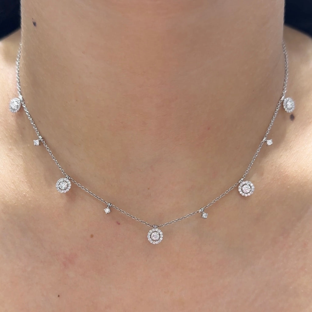18Kt White Gold Necklace with 1.10ct total in round cut Natural diamonds . WF-138185-1 IJJJ