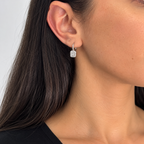 14K White Gold 0.62 Ct Round & Baguette Diamond Earrings