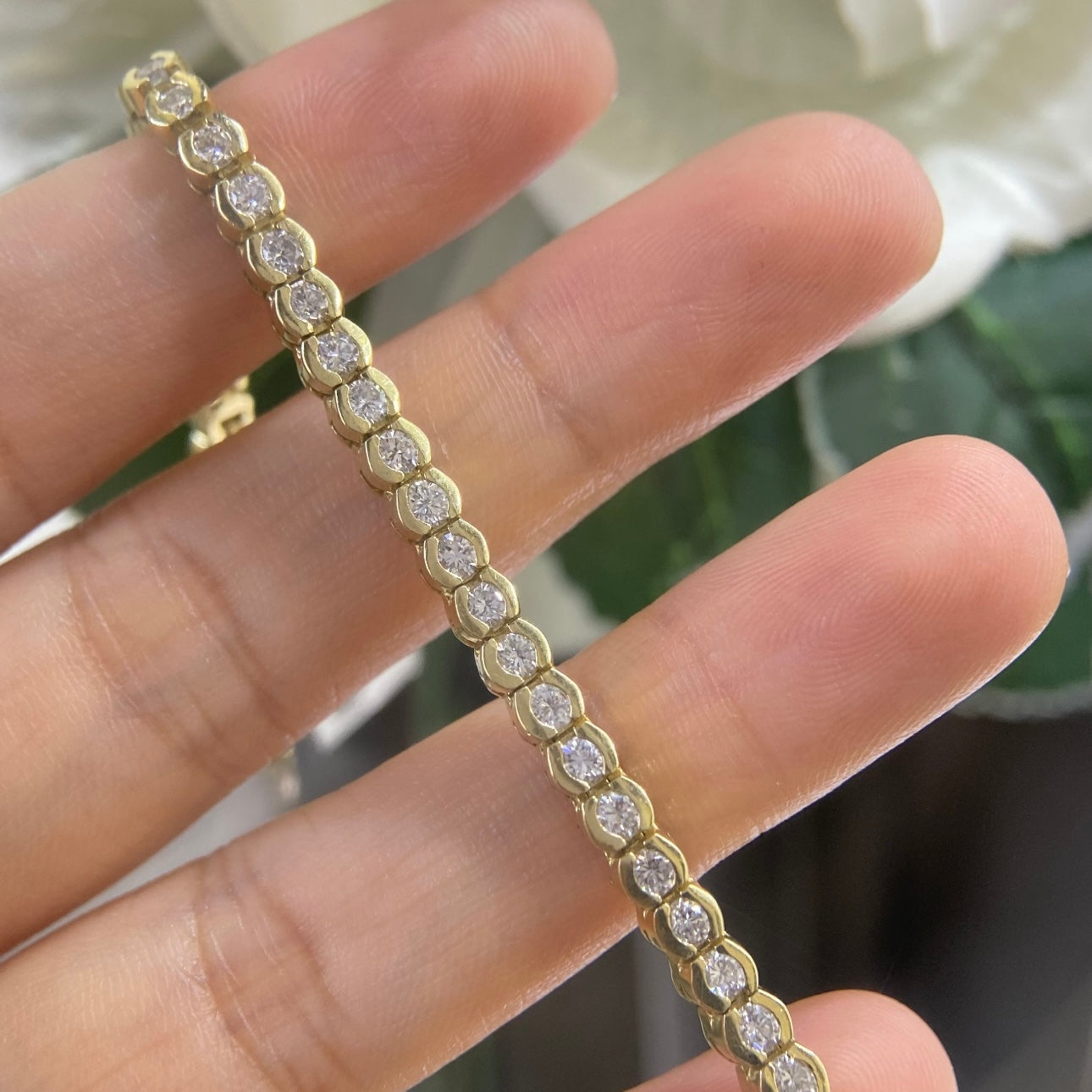 14K Yellow Gold Diamond Bracelet with 3.85CT Round Cut Diamonds DB027 GEJJ