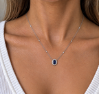 14K White Gold Pendant Necklace with 3.51ct Sapphires and 0.50ct Diamonds SDN009 ITJJ