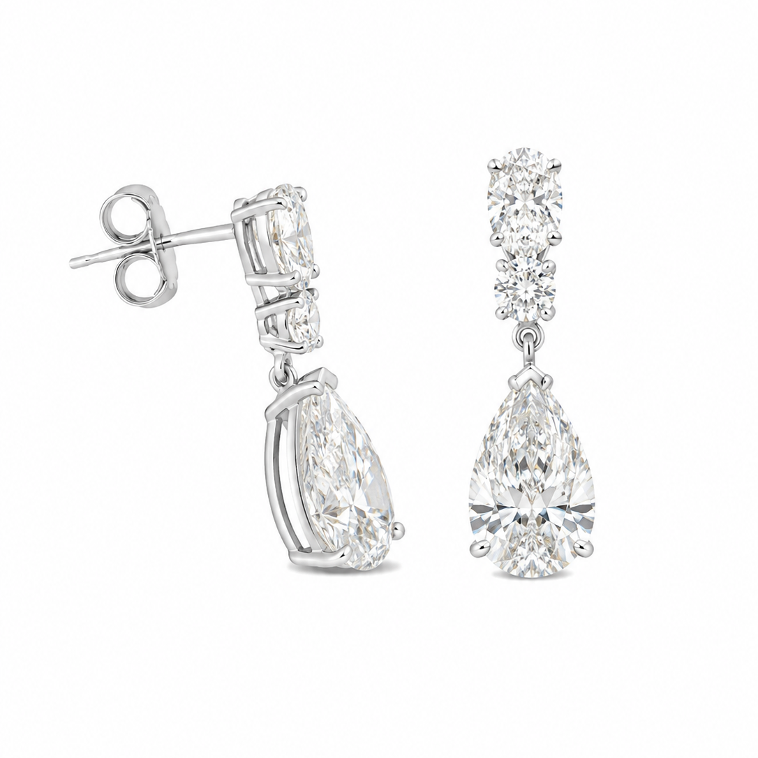 14K White Gold Lab-Grown Diamond Drop Earrings – 5.10ct INJJ
