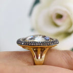 14K Yellow Gold Ring with 19.32CT Smoky Topaz, 1.22CT Champagne Diamonds & 0.31CT White Diamonds | DC-R9895-2
