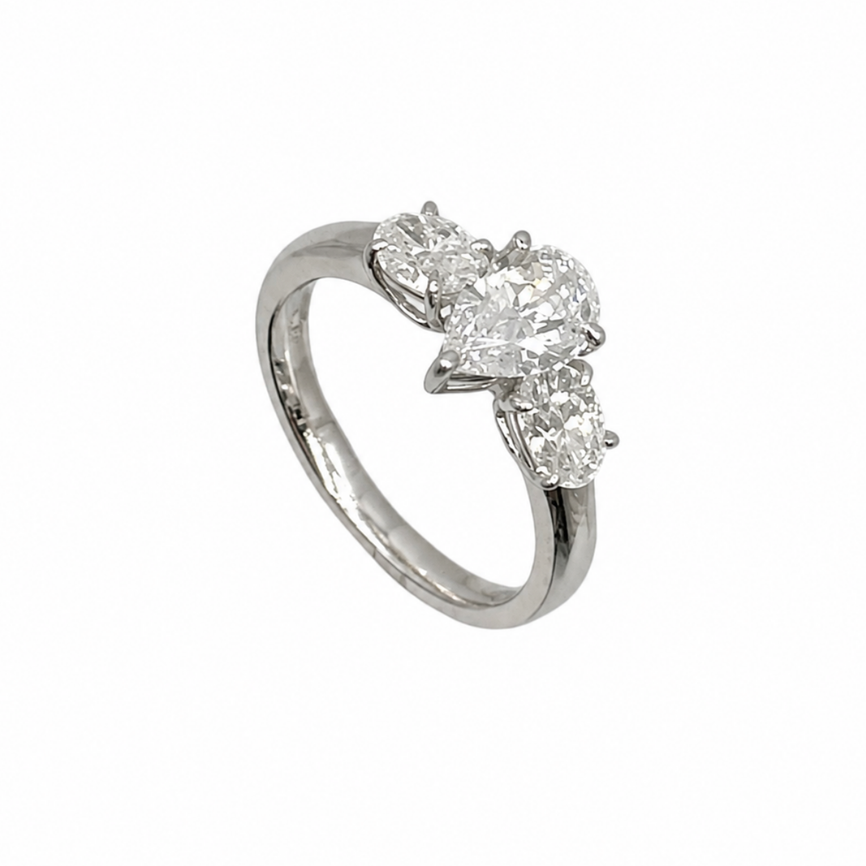 18K White Gold Pear & Oval Diamond Ring – 1.43ct Total PRER002 GLJJ