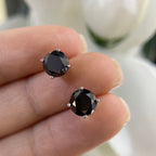 14K White Gold Black Diamond Stud Earrings 3.20CT – Screw Back DIER0130 SJJ INJJ