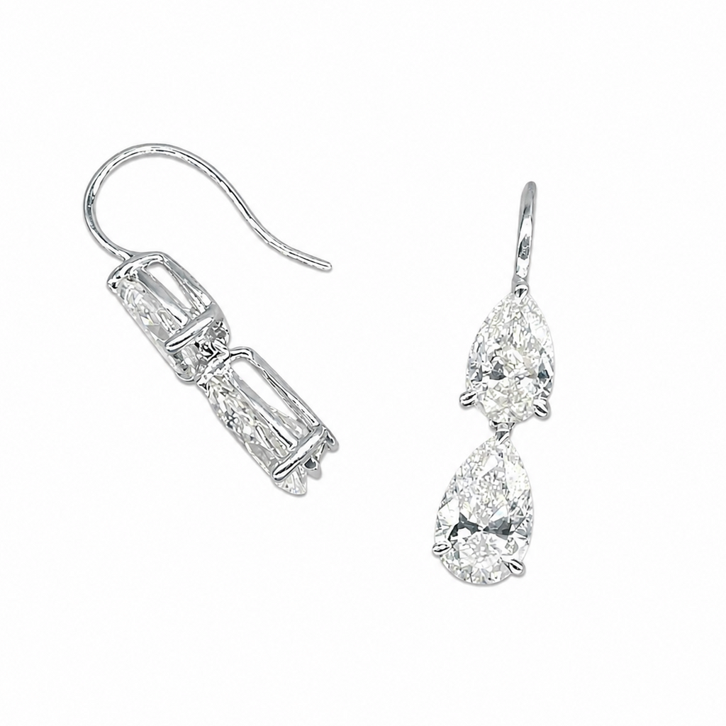 14K White Gold Lab Grown Diamond Drop Earrings 3.55ct