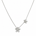 14K White Gold 0.93 CT Diamond Floral Necklace – 18” Adjustable PJNP5970-001
