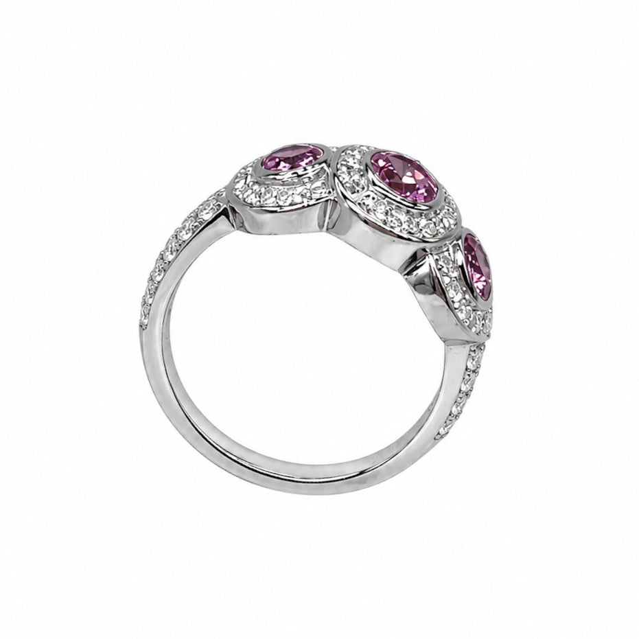 14K White Gold Pink Sapphire & Diamond Ring – 1.00CT Pink Sapphire / 0.40CT Diamonds | SDR045