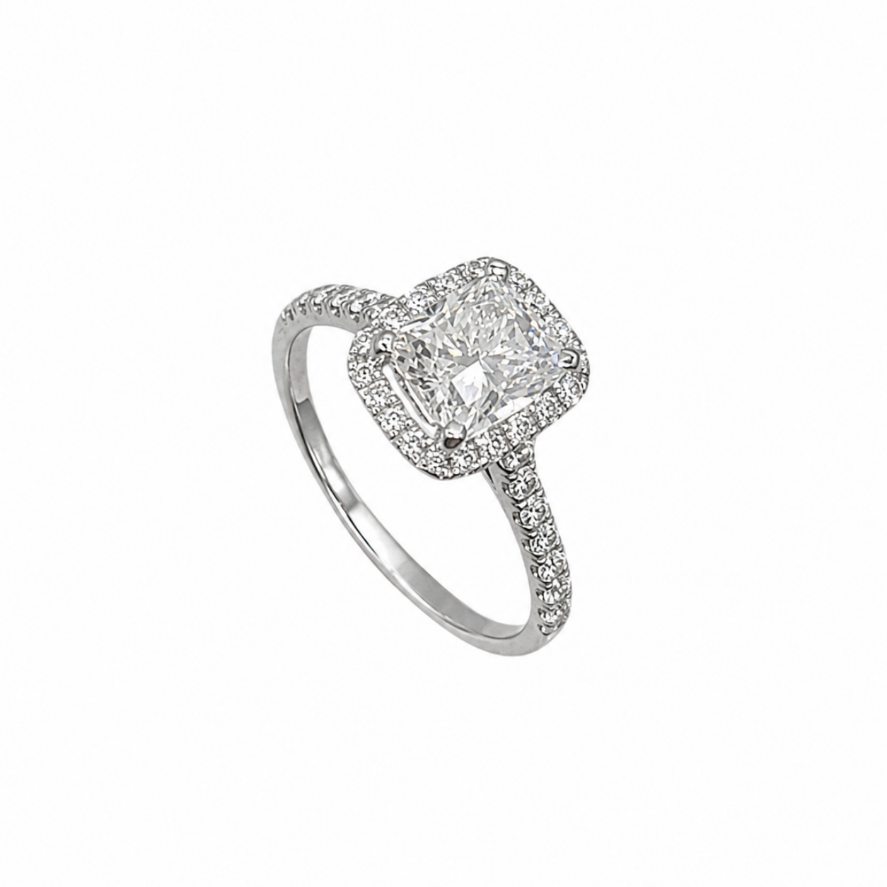 18K White Gold Cushion-Cut Clarity Enhanced Diamond Ring – 1.95CT CUSHDR0024 NTTJ