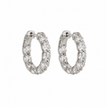14K White Gold 6.10 Ct Round Diamond Inside-Out Hoop Earrings