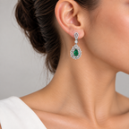 18K White Gold 2.80ct Diamond & 2.35ct Emerald Earrings GNJJ