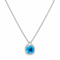 14K White Gold 5.50ct Blue Topaz Pendant Necklace in 0.30ct in Diamonds ZTJ