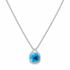 14K White Gold 5.50ct Blue Topaz Pendant Necklace in 0.30ct in Diamonds ZTJ