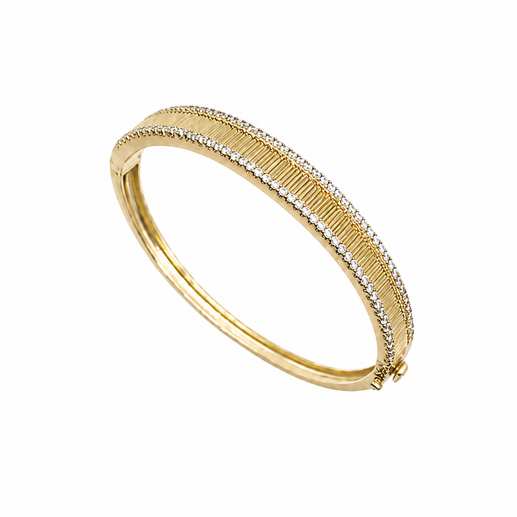 14K Yellow Gold Diamond Bangle Bracelet – 1.26ct DB056 GJJJ