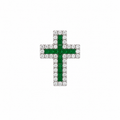 18K White Gold Diamond & Emerald Cross Pendant – 0.56 CT Diamonds & 0.40 CT Emeralds ZJJ