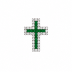 18K White Gold Diamond & Emerald Cross Pendant – 0.56 CT Diamonds & 0.40 CT Emeralds ZJJ