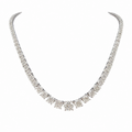 14K White Gold 28.25CT Natural Diamond Tennis Necklace 17.5” DN0080 NEJJJ