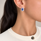 14K White Gold 2.90 Ct Tanzanite & 1.65 Ct Diamond Earrings