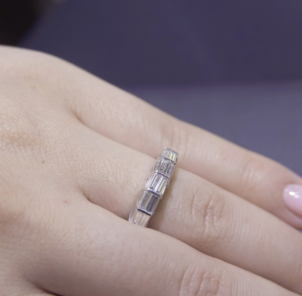 18K White Gold Bar-Set Baguette Diamond Band – 2.14CT