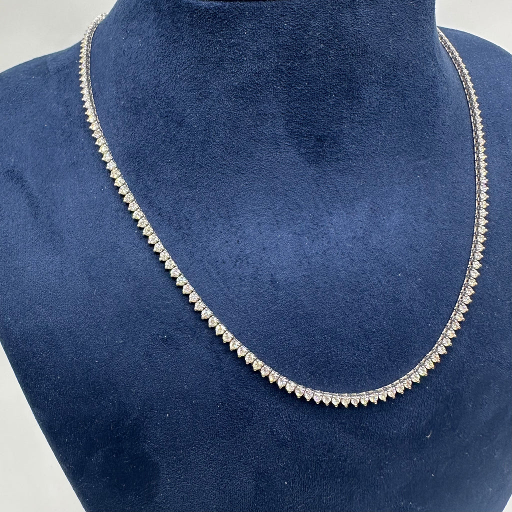 14K White Gold 5.20CT Natural Round Diamond Tennis Necklace – 16” PJN5293-018