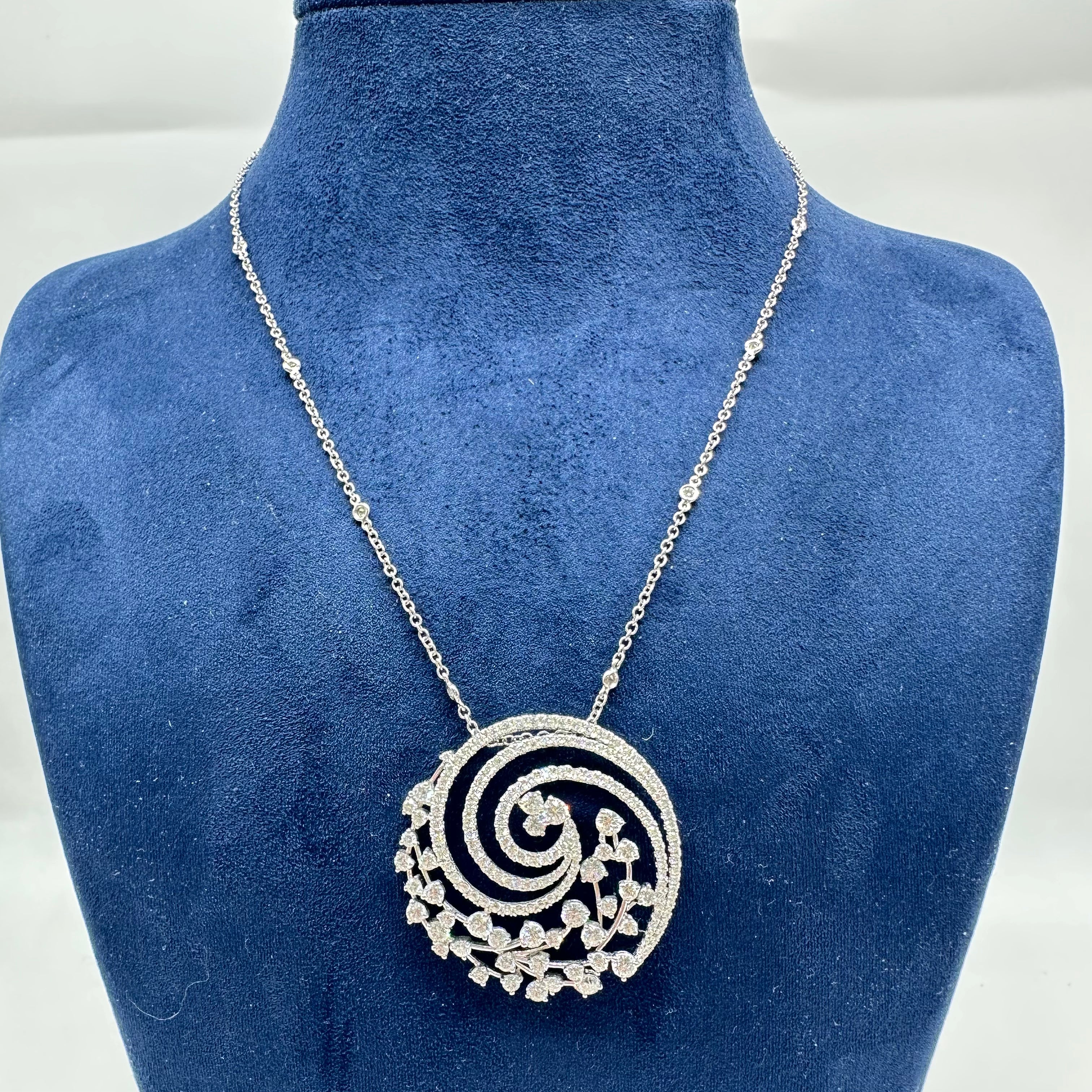 18K White Gold 4.19 CTW Natural Diamond Pendant Necklace – 17.5” DN0068 NZTJ NTJ